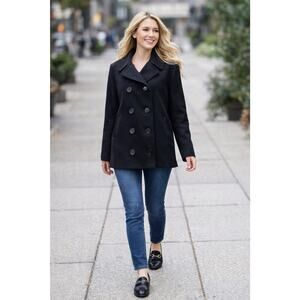 Sterlingwear Anchor Collection Women’s Wool Pea Coat Black Size 18R Nautical